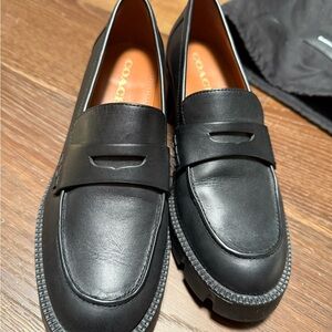 Coach women black loafers, used once like new